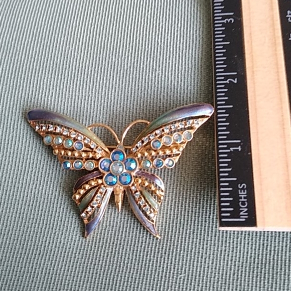 KIRKS FOLLY BLUE BUTTERFLY PIN - Picture 4 of 6